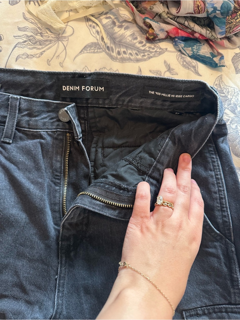 Denim Forum Black High-Rise Cargo Jeans - '90s Millie